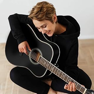 Winzz Guitare Acoustique Adulte 4/4 Débutant, Guitare Folk Noire avec Sac, Accordeur, Sangle, Plectres, Cordes… - Les Beatles, Paul McCartney, John Lennon, RIngo Starr, George Harrison Winzz Guitare Acoustique Adulte 4/4 Débutant, Guitare Folk Noire avec Sac, Accordeur, Sangle, Plectres, Cordes… – Image 4