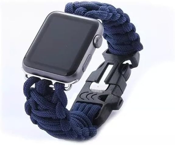 Apple Watch Band 42mm, AFLY 7 Strand 550 Paracord Loop replacement Bracelet Strap Band with Adapter Clasp for Apple Watch All Models