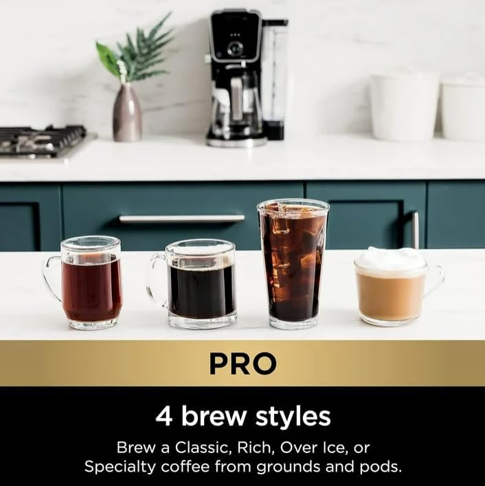 Niinjaa Dual Brew Coffee Maker Pro Specialty Coffee System, Multiple Brew Styles, Built In Frother, Adjustable Reservoir, color Black (modelo CFP 301)