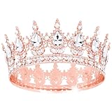 TOBATOBA Rose Gold Queen Crowns for Women - Rhinestone Princess Wedding Birthday Tiara, corona para pastel Rose Gold Crown Cake Topper, Hair Accessories for Costume Birthday Party Prom Halloween
