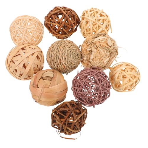 Lurrose 10 Unidades Bolas Decorativas de Ratán Tejidas Rellenos Naturales para Cuencos y Jarrones Esferas Rústicas para Decoración de Bodas y Hogar Accesorios Versátiles para Centros de