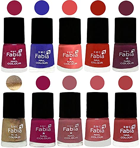 Image of ALL IN ONE (PACK OF 10), Long Lasting Glossy Nail Polish, 6 ml Each, All Vibrant Colours,01737