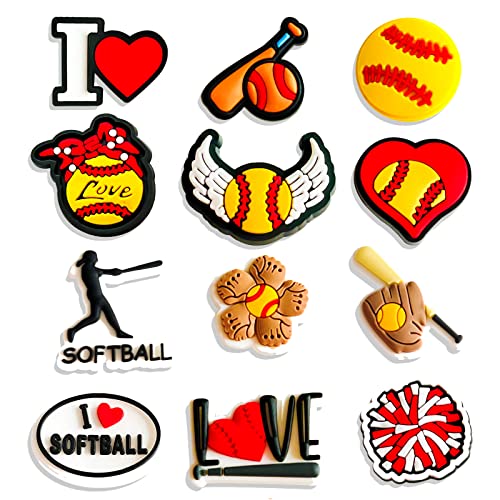 Xsriyon 12Pcs Softball Shoes Charms For Clog Sandals Decoration, Sports Balls Shoe Charms For Men Boys Teens Girls Women Lover Party Favors, Green #TOP10