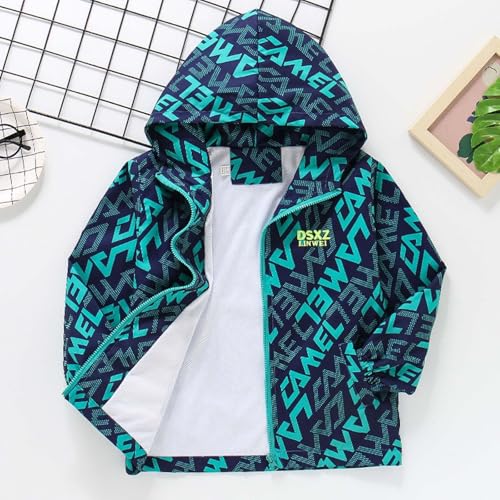 Boys Lightweight Wind Jacket Spring Autumn Breathable Outdoor Coat with Zip Pockets, Green, 7-8 Years - Image 3