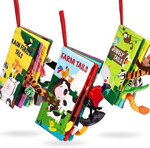 beiens Baby Spielzeug 0 6 Monate,3 Stück Quiet Book knisterbuch stoffbuch fühlbuch Baby Buch Kinderwagen Kette sensorik Spielzeug für Babys Geschenk Junge mädchen