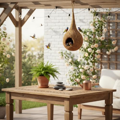 Image of Xtore Nestique Hanging Fiber Planter | Handwoven Cocoon-Style Plant Holder for Balcony & Indoor Decor - (Natural, 1 Piece)