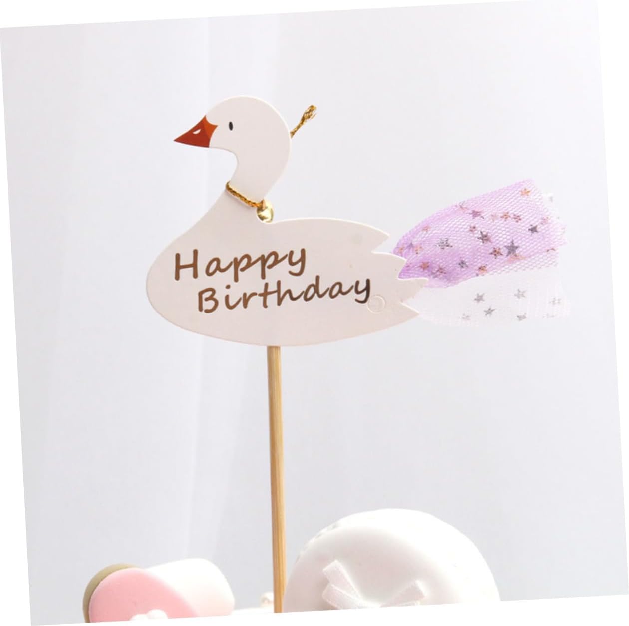 8pcs Birthday Cake Toppers Set Gold Foil Swan and Colorful Flamingo Star Picks, Non-edible Party Cake Decorations for Home and ’ Birthday Celebration