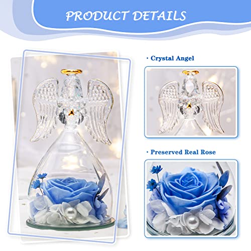 Anweao Preserved Rose Mother's Day Birthday Gifts For Women Mom Grandma Wife, Glass Angel Figurines Gifts With Blessing Necklace For Anniversary Thanksging Day Mothers Day Decorations Gifts #TOP4