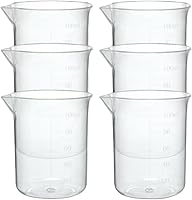 Vista 1 de 6 vasos de plástico de laboratorio de 3.4 fl oz, tazas medidoras transparentes con escala graduada y boquilla de vertido para experimentos