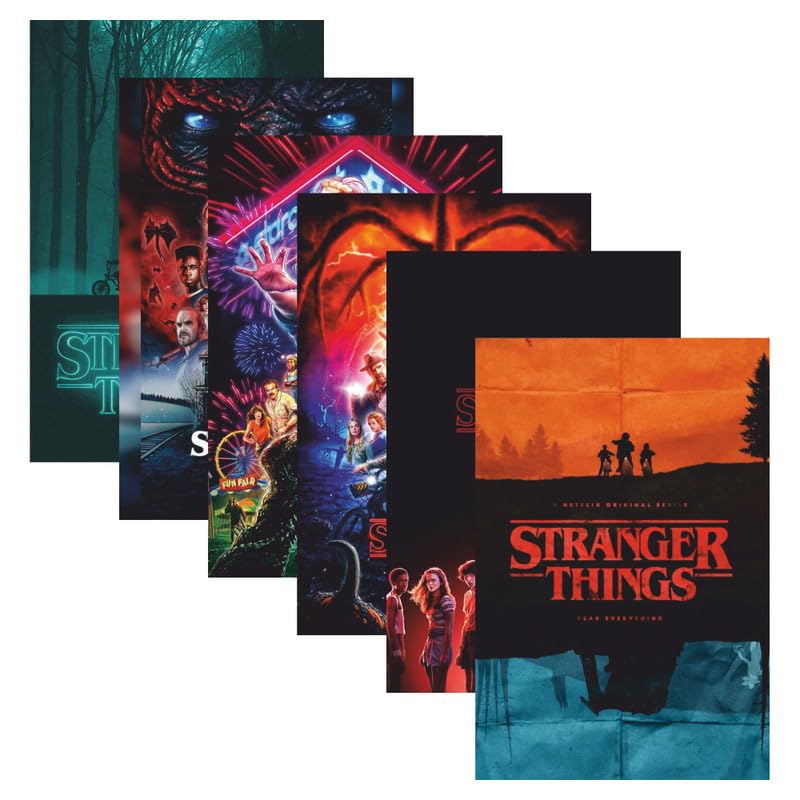 POSTER WALLAHPOSTER WALLAH Paper Stranger Things Poster for Home Office and Student Room Wall | Aesthetic Poster | Wall Decor (12x8 Inch) Set of 6 Pieces