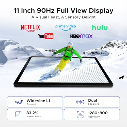 Image of P11 Android 16 Tablet, 11 Inch Tablet with Gemini AI, UNISOC T7250 90Hz Display, 48GB RAM+128GB ROM, 8800mAh, 13MP+5MP, 3.5mm Jack, Face ID, Tablet with Keyboard, Pen- Black | UNISOC T7250, 48GB RAM+128GB ROM,8800mAh Battery,13MP+5MP Camera,Comes with Keyboard & Pen, Ideal for Study & Entertainment
