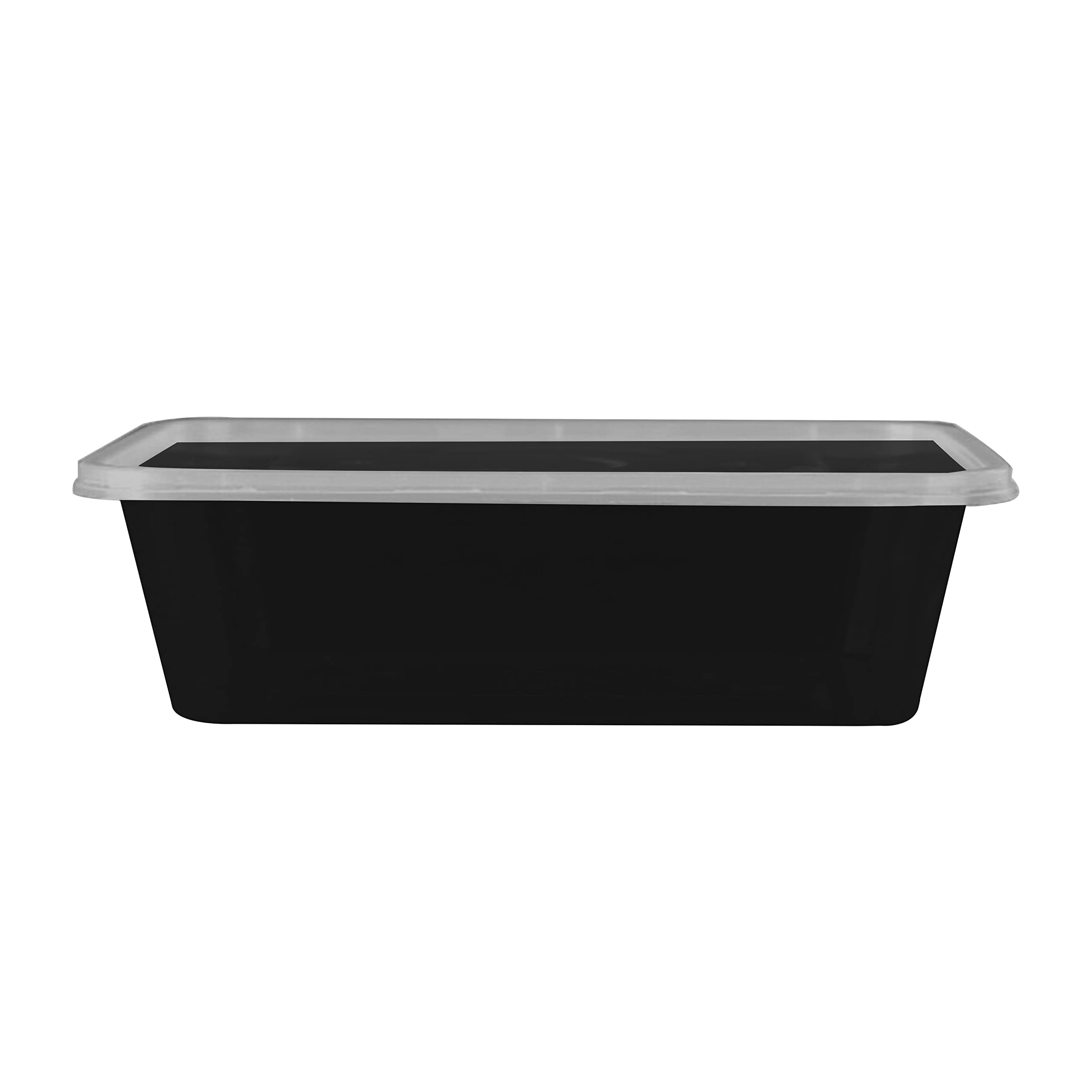 M1ss Black 50 Pcs – Rectangular Plastic Containers With Leakproof Clear Lid For Meal Prep Takeaway Lunch Portion Control Stackable Nest Able Storage Container Reusable Microwave Food Safe Durable (650Ml)