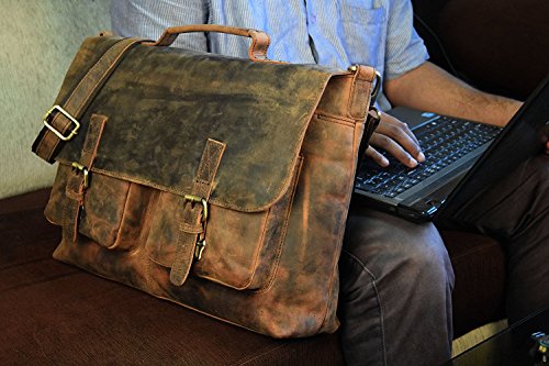 Bolso Maletín Retro de Cuero Buffalo 18 pulgadas Marrón miniatura 2