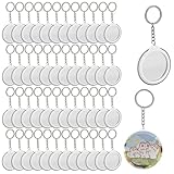 Framendino, 50 Sets of Metal Button Supplies 58mm/2.28 inch Mirror & Pin Making Kit Double-Sided Keychain Parts for Button Making Machine Round Badge