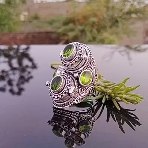 Peridot Ring, 925 Sterling Silver, Perfume Box Ring, Poison Box Ring, Small Two Box Ring, Unique Ring, Handmade Poison Ring, Ring For Women, Hidden Box Ring, Statement Ring, #TOP1