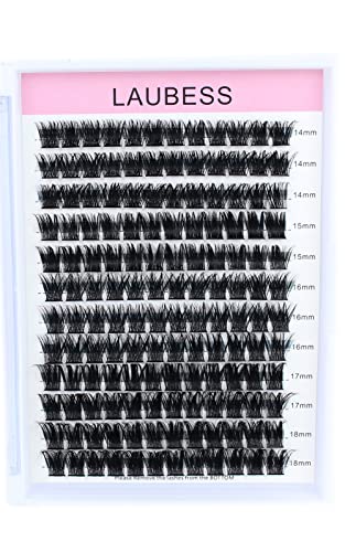Image of Individual Lashes 14-18mm 144pcs Cluster Lashes Mixed Tray Volume Eyelash Clusters DIY Lash Extension Kit Soft Lash Clusters Fluffy Mink Cluster Eyelash Extensions (03-0.07D, 14-18mm)