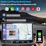 URVOLAX Android 13 Autoradio mit Bildschirm, 10.1 Zoll Wireless CarPlay Apple Android Auto Navi DAB...