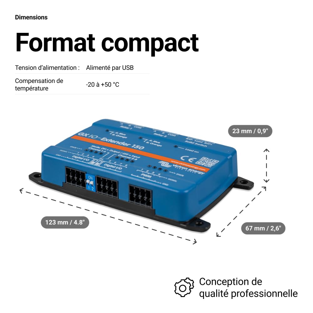 Victron Energy GX IO-Extender 150 - Module d'extension USB de contrôle et de supervision - Module de supervision prêt à l'emploi