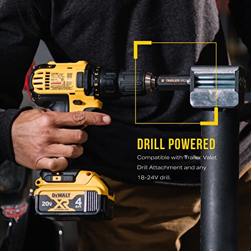 Trailer Valet TVJX2-S Swivel Tongue Jack for Trailer/RV/Boat – Drill-Powered Versatility, 2,000 lbs Lift Capacity, 20-24V Cordless Drill Compatible, Marine Grade, Weather-Resistant Finish