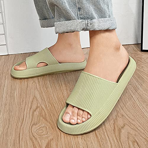 PLMOKN Slippers for women mens pillow cloud slides house indoor and outdoor summer sandals bedroom shower non-slip comfortable open toe slippers,浅绿色/42-43 - Thumbnail 2