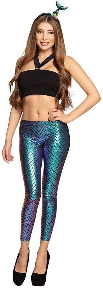 Boland 51030 Leggings Mermaid, Scale Pattern, Stretch, L/XL, Underwater World, Theme Party, Carnival, Multicoloured, L-XL - Image 3