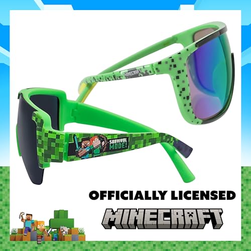 Image of ARKAID Minecraft Boys Sunglasses | Official Minecraft Gear | 100% UV Protection | Official Minecraft Boys Sunglasses and Sports Wraps | Impact Resistant | Gift Idea | Fits Most Kids