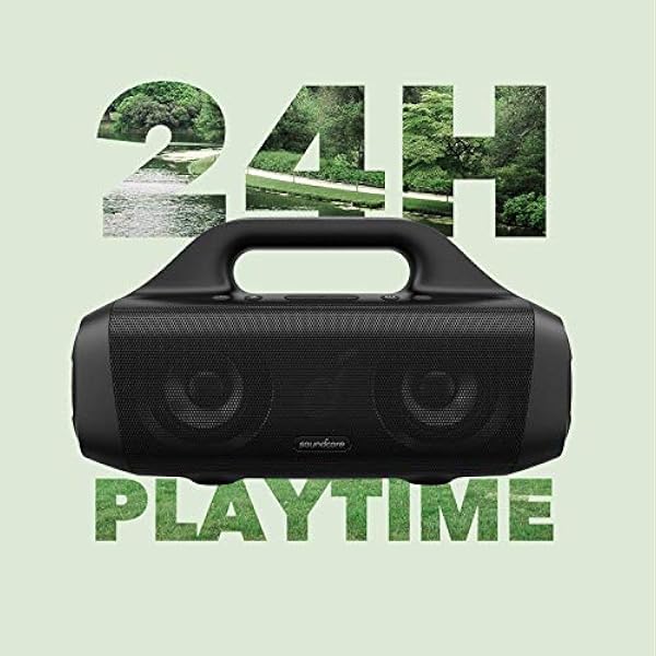 Колонка Soundcore Motion Boom Bluetooth обновленная от Anker с титановыми динамиками технологией BassUp водозащитой IPX7 аккумулятором на 24 часа идеально подходит для отдыха на природе сада и пляжа