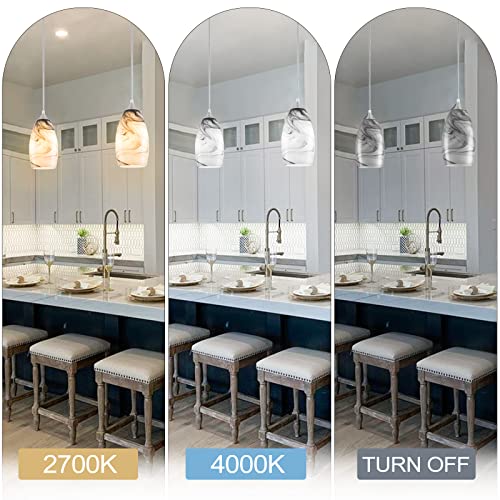 Flsfu Plug In Pendant Light,14.7 Ft Pendant Ceiling Hanging Lights With Plug In Cord,Handcrafted Marble Glass Shade,Mini Pendant Light Fixtures For Kitchen Island, Bathroom,Over Sink(Grey) #TOP3