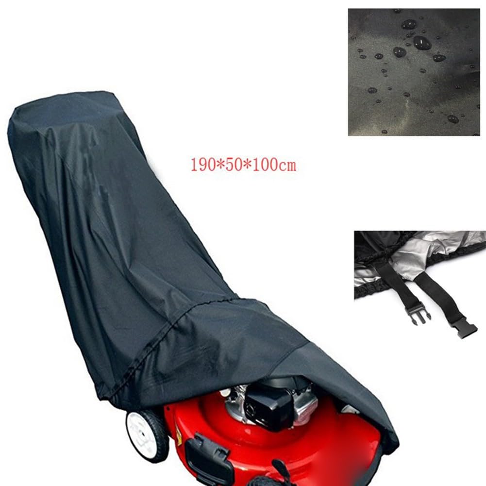 210D Oxford - Funda impermeable para cortacésped con cable resistente al viento, protección solar UV para cortacésped Toro Honda Craftsman Greenworks, negro, 184 x 52 x 80 cm