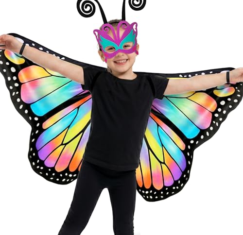 Alas de mariposa para niños con mascarilla y diadema
