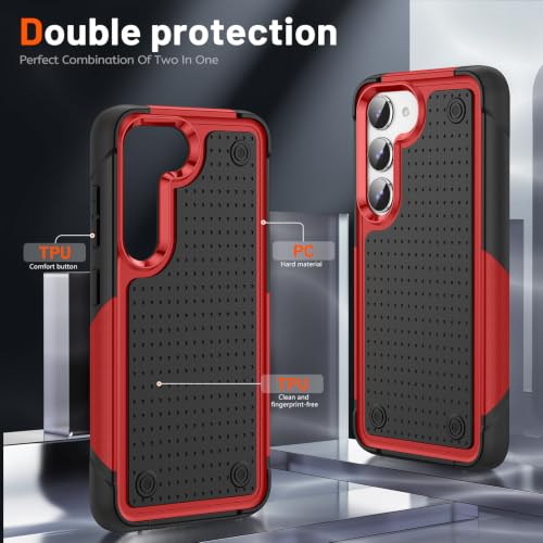 Jeylly for Samsung Galaxy S23 Plus/S23+ 5G Case, Heavy Duty Full Body Rugged Shockproof Protection Hybrid Hard PC Non Slip Texture Protective Girls Women Boy Men Cover for Galaxy S23 Plus, Red by Jeylly - Used condition - Image 4