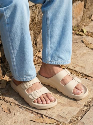 Image of Carlton London Men's Casual Thong Flip Flops with Striped Straps and Metallic Accent