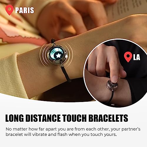 TOTWOO Long Distance Touch Bracelets for Couples, Vibration & Light up for Love Couples Bracelets | Long Distance Relationship Gifts for Girlfriend Bluetooth Pairing Jewelry2
