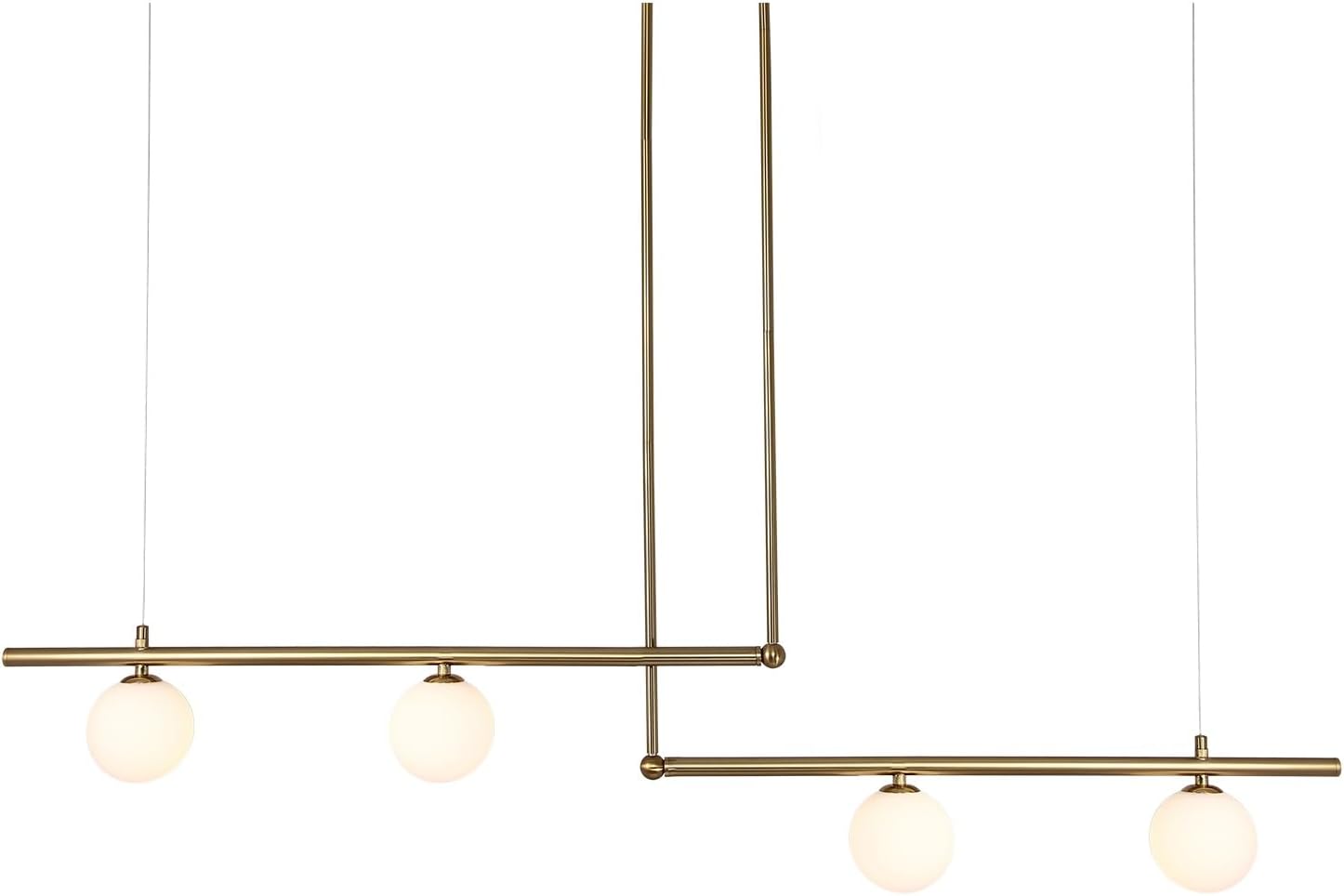 KCO Lighting 4-Light Glass Globe Chandelier Hanging Light Adjustable Modern Hanging Pendant Light Gold Ceiling Hanging Light Fixture for Living Room Dining Room Kitchen Island