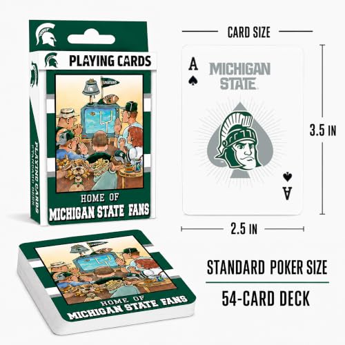Image of Masterpieces NCAA Michigan State Spartans Playing Cards - Official Team Deck, 54 Cards - Adult