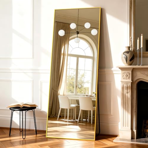 Simple Deluxe Full Length Mirror 7126 Large Floor Mirrors for Wall Door Bedroom Bathroom Living Room (Gold)