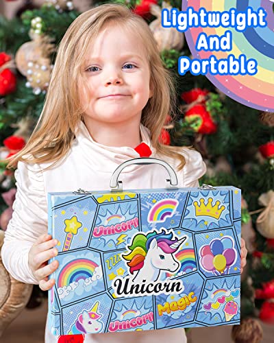 Unicorns Gifts For Girls - Exquisite Art Case Set - Painting, Drawing, Coloring Art Kit For Kids - Art Supplies With Washable Markers, Dual-Tip Pens, Watercolor, Crayon, Coloring Book, Sketch Pad #TOP6