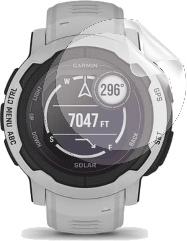 Glaxx Pack of 2 Unbreakable Screen Protector for Garmin Instinct 2 Solar (Transparent) Full Screen Coverage with Easy Installation Kit