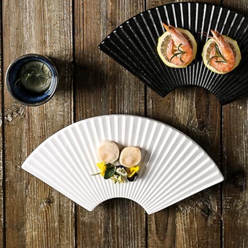 Plato de cerámica japonés para sushi 11 pulgadas abanico miniatura 4
