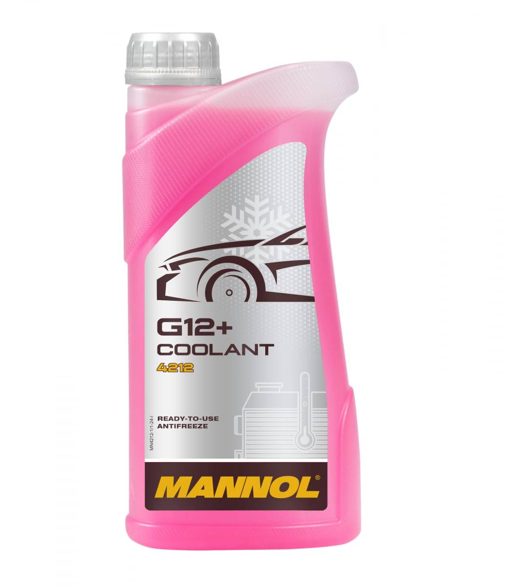 MANNOL 4212 (1L) G12 + Ready to USE COOLANT Antifreeze | Extended Service Life up to of Passenger Cars – up to 250 Thousand km| Commercial Vehicles – up to 500 Thousand km | Imported from Germany 1L