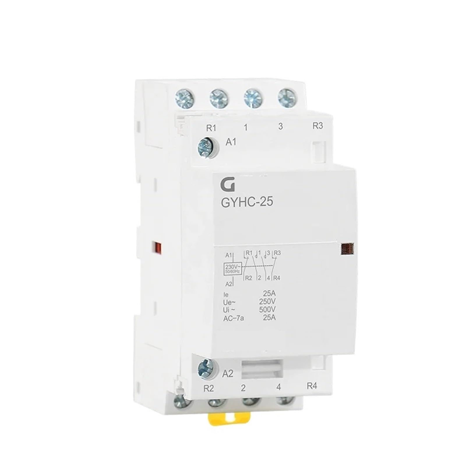 GYHC 4P 25A 220V/230V 50/60HZ Modułowy stycznik AC do domu z szyną DIN 4NO lub 2NO2NC lub 3NO1NC lub 4NC(4P 25A 3NO1NC 220V)