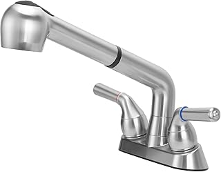 Utility Sink Faucet,Universal Laundry Tub ABS Plastic Faucet with Sprayer,Dual Handle Pull Out Faucet,