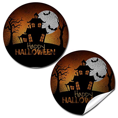Spooky Haunted House Stickers, Halloween Thank You Stickers, 40 Pack 2-Inch Round Party Favor Labels for Kids Birthday Goodie Bags, Treat Boxes & Envelope Seals, Made in USA by Amanda Creation