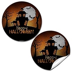 Spooky Halloween Haunted House Party Thank You Sticker Labels for Kids, 40 2" Party Circle Stickers by AmandaCreation, Great for Party Favors, Envelope Seals & Goodie Bags