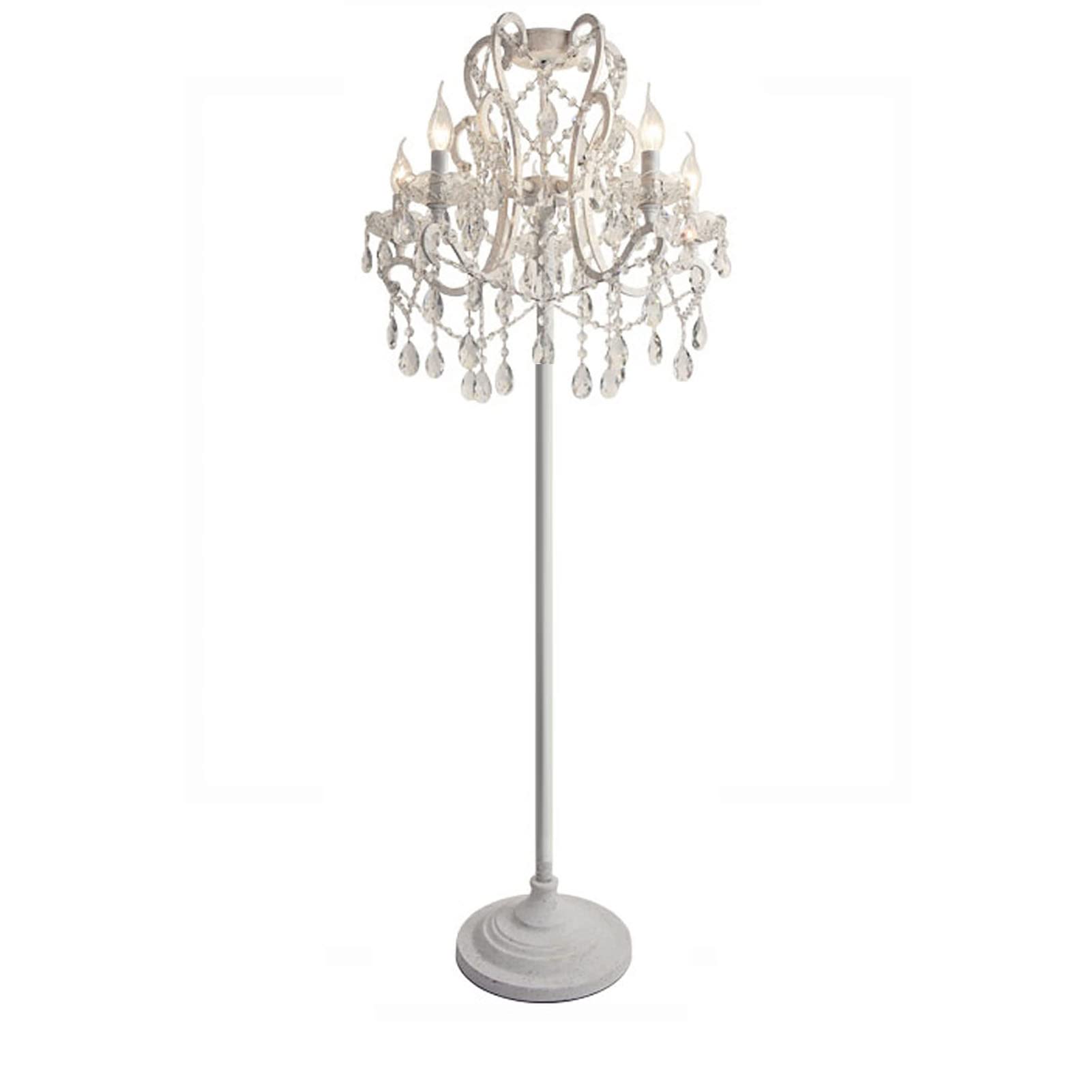 Lampadaire en cristal et fer forgé blanc style européen de luxe