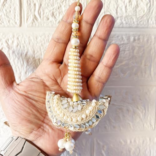 Image of Adikala Craft Store Handmade Ethnic Latkan Tassel Set of 2 for Saree Pallu, Blouse, Suits, Dupatta, Lehenga Decor (French Wire Cushion)