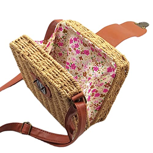 Bolsa de Palha Sintética Quadrada Feminina Moda Praia - Palha