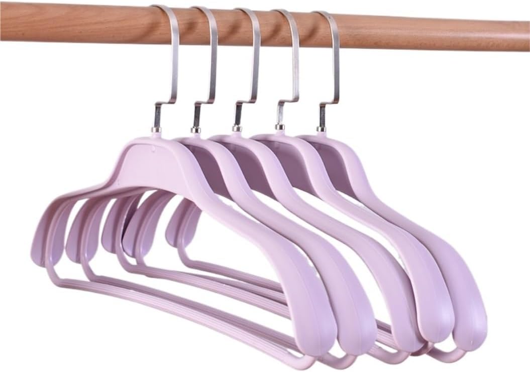 Plastic Suit Hanger Widen Minimalist Clothes Hanging for Dress Pants and Other Clothing for Scarves(Purple,10pcs)