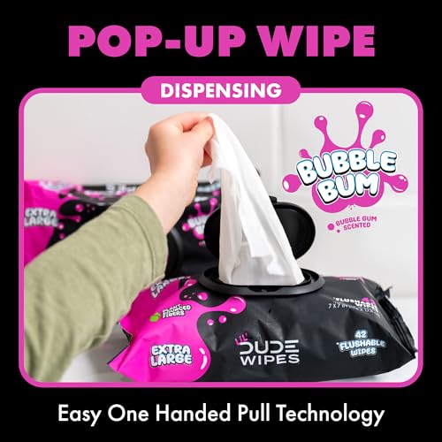 Image of LiL' DUDE Wipes Flushable Potty Training Water Wipes, Bubble Bum, 168 Count