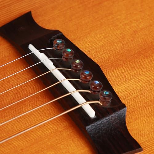image for Blisstime 6pcs Rosewood Guitar Bridge Pins Inlaid Abalone Dot Acoustic